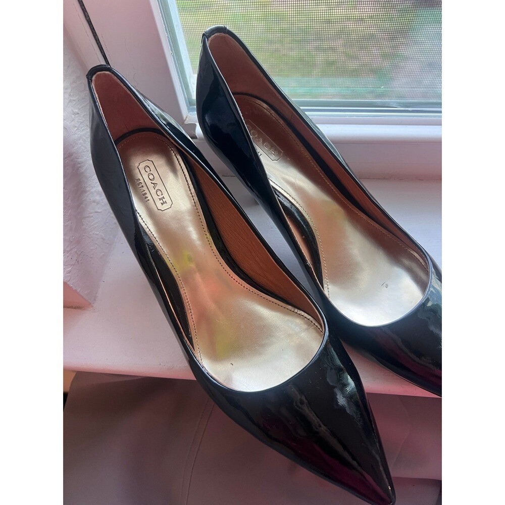 Coach Zoee Patent Leather Black High Heel Pumps Women’s Size 10 - Picture 8 of 12